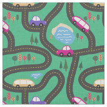 ピンク及び紫色車-子供の道路図