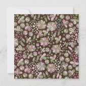 ピンク及び緑の緑豊かな花のベビーシャワーの招待 招待状 (裏面)