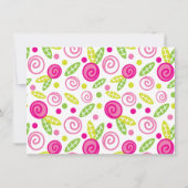 ピンク及び緑の花のパーソナライズで平らなメッセージカード ノートカード (裏面)