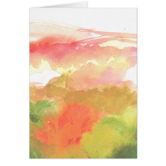 ピンク及び緑の花の水彩画 (正面)