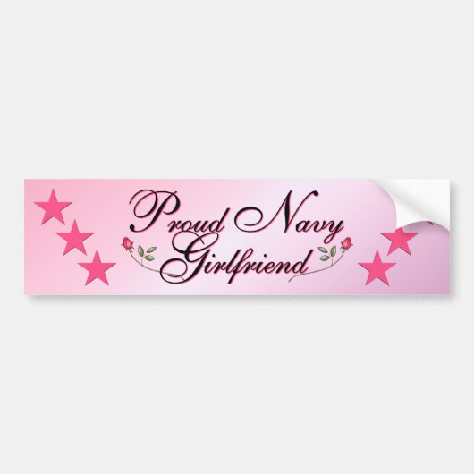 ピンク及び誇り高い海軍ガールフレンド バンパーステッカー (正面)