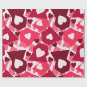 ピンク及び赤いハートのバレンタインデー ラッピングペーパー (フラット)