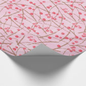 ピンク及び赤いヒイラギの紙のクリスマス ラッピングペーパー (角)