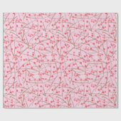 ピンク及び赤いヒイラギの紙のクリスマス ラッピングペーパー (フラット)