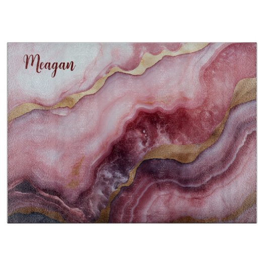 ピンク及び赤面の大理石のテクスチャ切断ボード カッティングボード (正面)