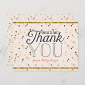 ピンク及び金ゴールドのきらめきの星のサンキューカード サンキューカード (正面/裏面)