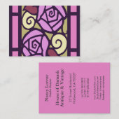 ピンク及び金ゴールドのアールデコのバラ 名刺 (正面/裏面)