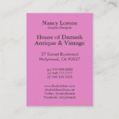 ピンク及び金ゴールドのアールデコのバラ 名刺 (裏面)