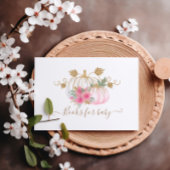 ピンク及び金ゴールドのカボチャフローラ本ベビー エンクロージャーカード