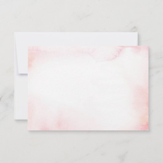 ピンク及び金ゴールドの幾何学的な花の水彩画RSVPカード 出欠カード (裏面)