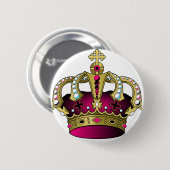 ピンク及び金ゴールドの王冠 缶バッジ (正面&裏面)