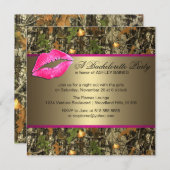ピンク及び金ゴールドの迷彩柄のバチェロレッテの招待状 招待状 (正面/裏面)
