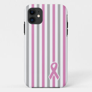 ピンク及び銀のストライプでカスタムなiPhoneの場合 iPhone 11 ケース