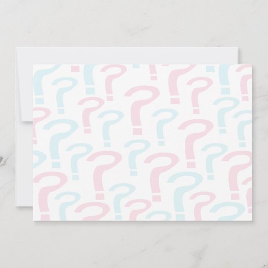 ピンク及び青いタイポグラフィの性はパーティーを明らかにします 招待状 (裏面)