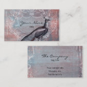 ピンク及び青い名刺のロココ様式の孔雀 名刺 (正面/裏面)