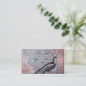 ピンク及び青い名刺のロココ様式の孔雀 名刺 (スタンド正面)