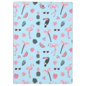 ピンク及び青い夏の熱帯パターン クリップボード (裏面)