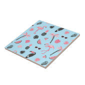 ピンク及び青い夏の熱帯パターン タイル (側面)