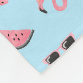 ピンク及び青い夏の熱帯パターン フリースブランケット (角)