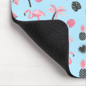 ピンク及び青い夏の熱帯パターン マウスパッド (コーナー)