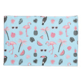 ピンク及び青い夏の熱帯パターン 枕カバー (裏面-左)