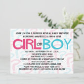 ピンク及び青い性はベビーシャワーのパーティーを明らかにします 招待状 (スタンド正面)