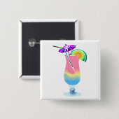 ピンク及び青い熱帯飲み物 缶バッジ (正面&裏面)