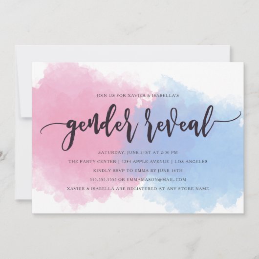 ピンク及び青い霧の性は招待状を明らかにします 招待状 (正面)