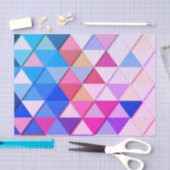 ピンク及び青く幾何学的な三角形 薄葉紙 (クラフト)
