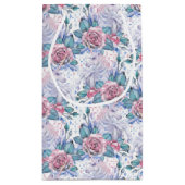 ピンク及び青のバラパターン スモールペーパーバッグ (裏面)