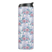 ピンク及び青のバラパターン タンブラー (回転左)