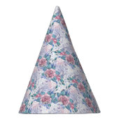 ピンク及び青のバラパターン パーティーハット (右)