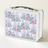 ピンク及び青のバラパターン メタルランチボックス (裏面)