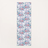 ピンク及び青のバラパターン ヨガマット (正面)