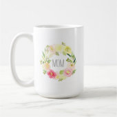 ピンク及び黄色い水彩画の花柄|の母の日 コーヒーマグカップ (左)