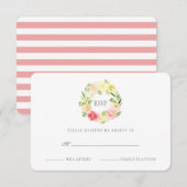 ピンク及び黄色い水彩画の花柄| RSVP (正面/裏面)