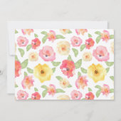 ピンク及び黄色い花の水彩画-日付を救って下さい セーブザデート (裏面)