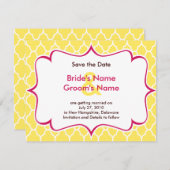 ピンク及び黄色の曲線の保存日付の招待状 セーブザデート (正面/裏面)