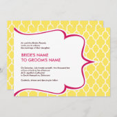 ピンク及び黄色の曲線の招待状 招待状 (正面/裏面)