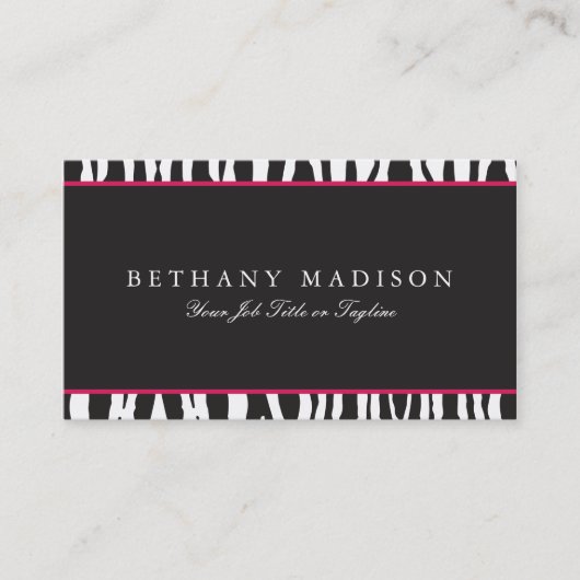 ピンク及び黒いシマウマの名刺 名刺 (正面)