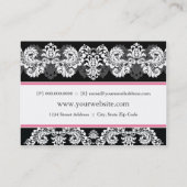 ピンク及び黒いブロケードのぽっちゃりした名刺 名刺 (裏面)