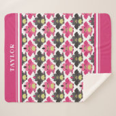 ピンク及び黒いベビーのドラゴン-名前 シェルパブランケット (正面(横))