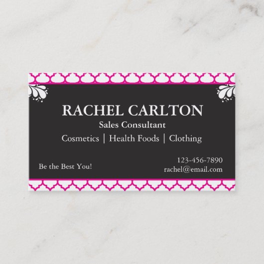 ピンク及び黒い名刺 名刺 (正面)