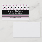 ピンク及び黒い水玉模様およびストライプなお母さんカード コーリングカード (正面/裏面)