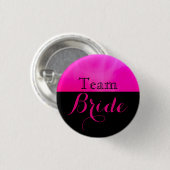 ピンク及び黒い結婚式のチーム花嫁 缶バッジ (正面&裏面)