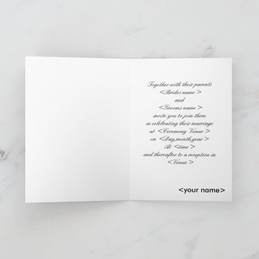 ピンク及び黒い結婚式招待状 招待状 (内部)