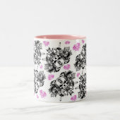 ピンク及び黒いO'Kaneのロゴのマグ ツートーンマグカップ (中央)