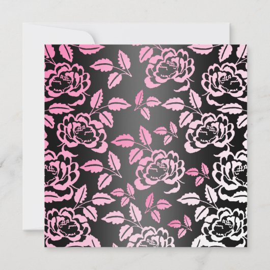 ピンク及び黒のバラの花びらの菓子16の誕生日の招待 招待状 (裏面)