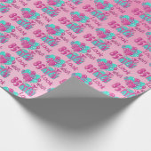 ピンク及びTurquoise2 - 85th誕生日の85はだれであるか見て下さい ラッピングペーパー (角)