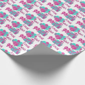 ピンク及びTurquoise3 -第90誕生日の90はだれであるか見て下さい ラッピングペーパー (角)